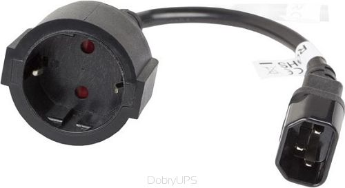 Przejściówka IEC 320 C14 na  Schuko, 15cm, czarny